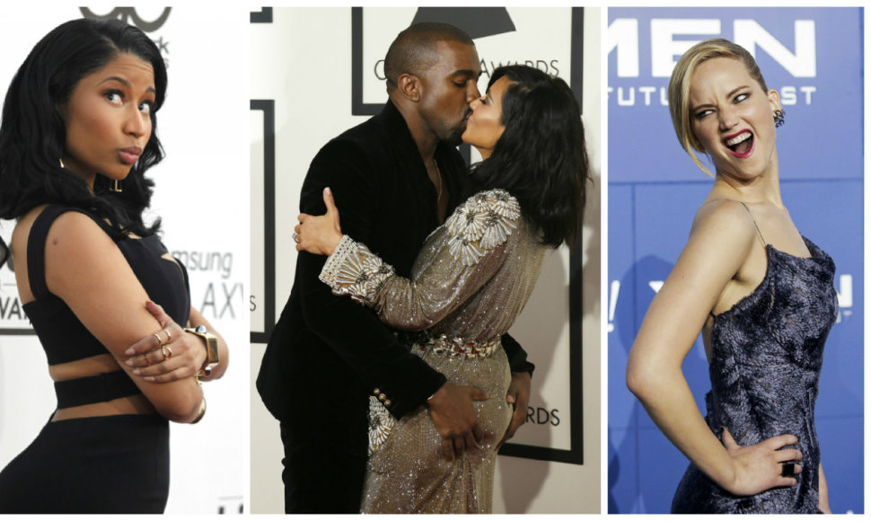 Reese Witherspoon, Nicki Minaj, Kanye Westas su Kim Kardashian ir Jennifer Lawrence