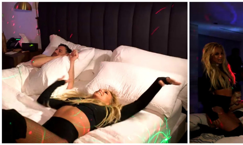 Britney Spears vidury nakties prikėlė miegantį Jimmy Kimmelį ir surengė privatų šou su šokėjais