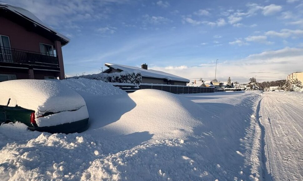 Apsnigta Plungė.  2026 m. Sausio 04 d. 