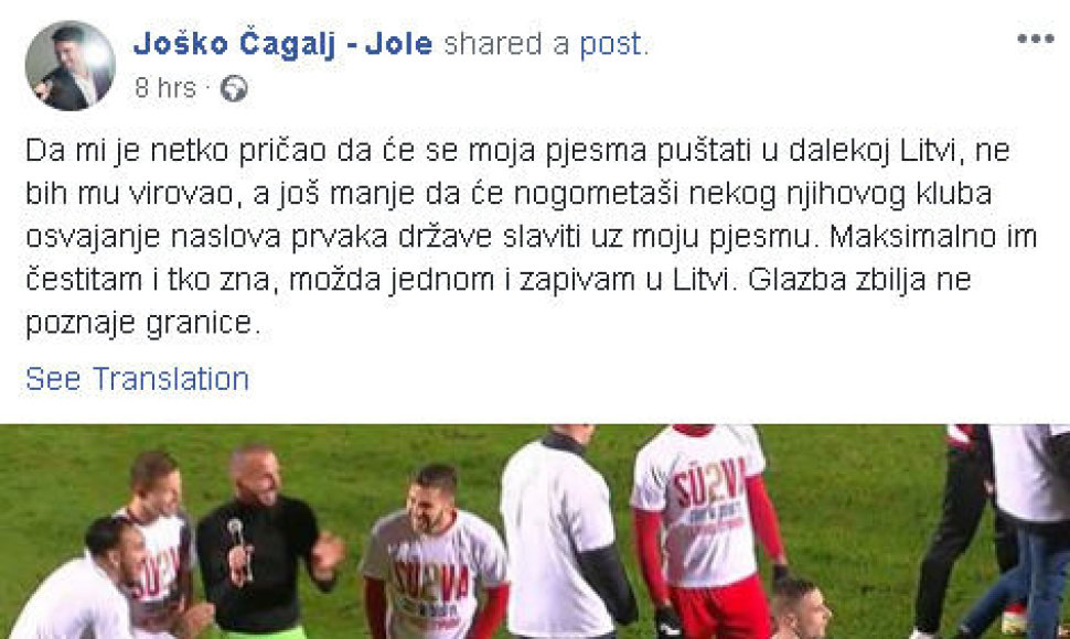 Jole įrašas socialiniame tinkle