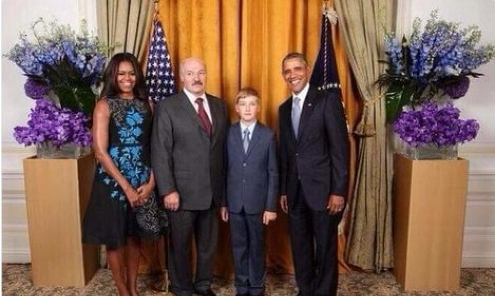 Baltarusijos prezidentas Aleksandras Lukašenka su sūnumi lankosi JAV. 