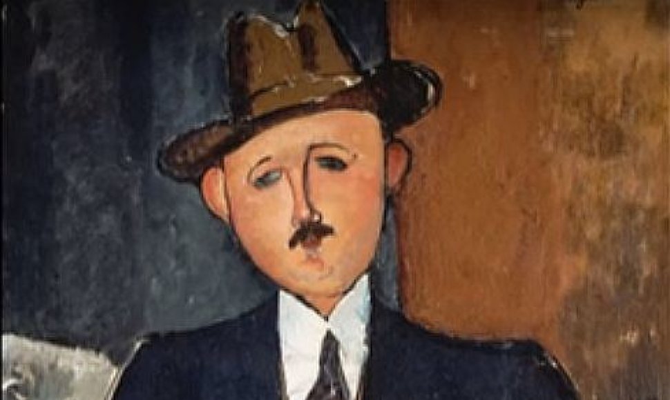 Amadeo Modigliani paveikslas „Sėdintis vyras su lazdele“