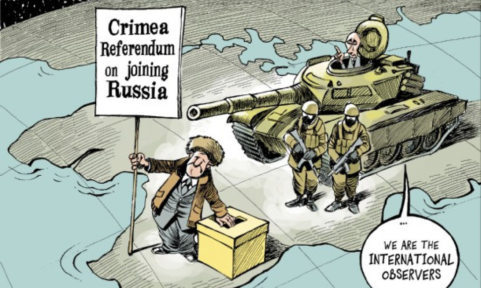 Neteisėtas referendumas dėl Krymo: pasaulio karikatūristai juokiasi