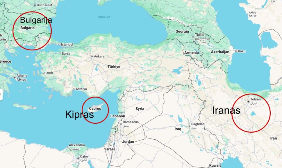 Bulgarija, Kipras, Iranas