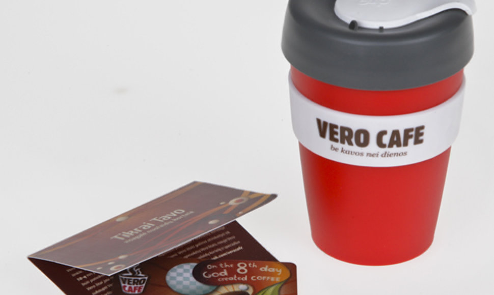VERO CAFE puodelis 32,50lt ir nuolaidų kortelė - 2lt