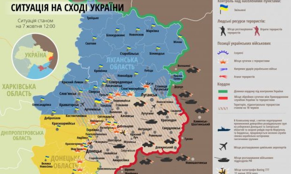 Situacija rytų Ukrainoje spalio 7 d.