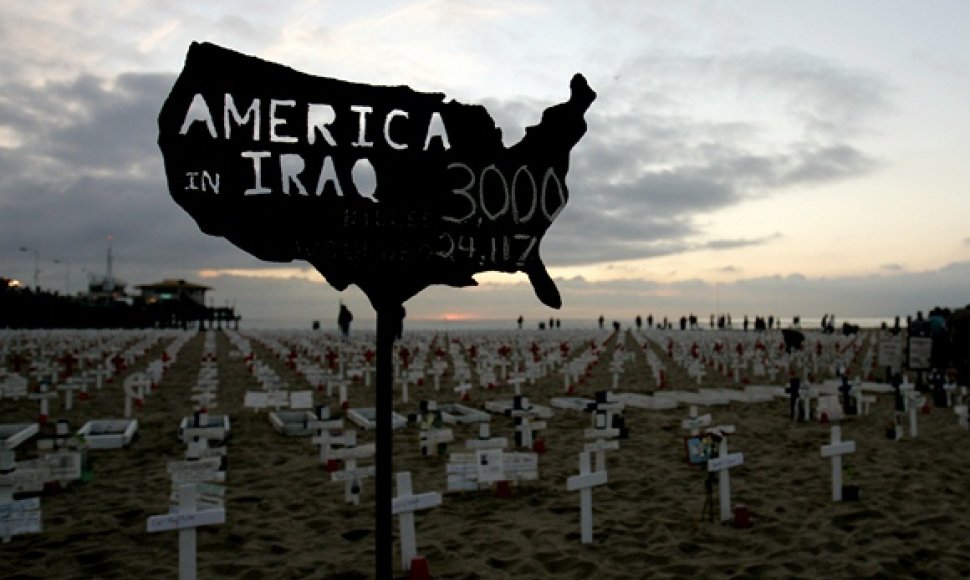 Ženklas rodo Irake žuvusių karių skaičių