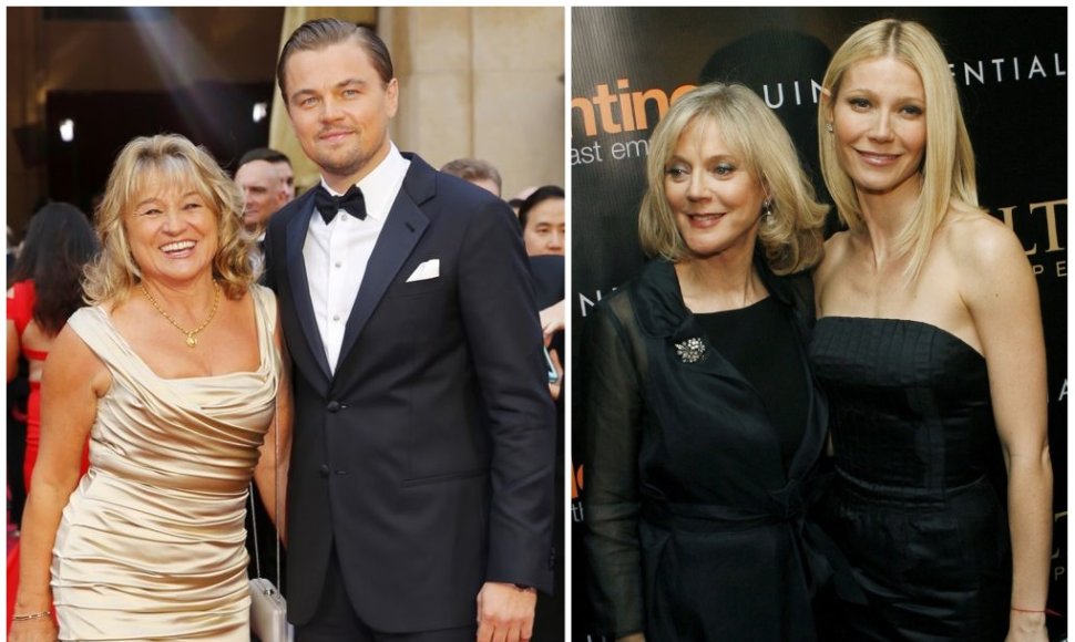 Leonardo DiCaprio ir Gwyneth Paltrow su mamomis