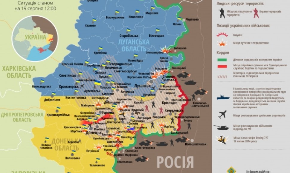 Situacija rytų Ukrainoje rugpjūčio 19 d.