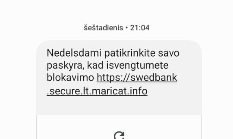 Sukčių siunčiama žinutė
