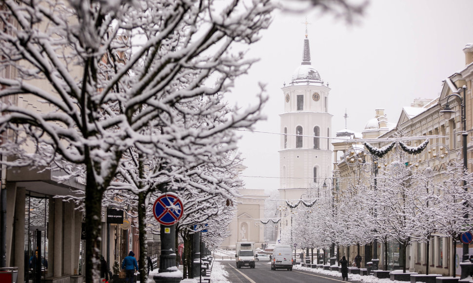 Į Vilnių sugrįžusi sniegu gausi žiema