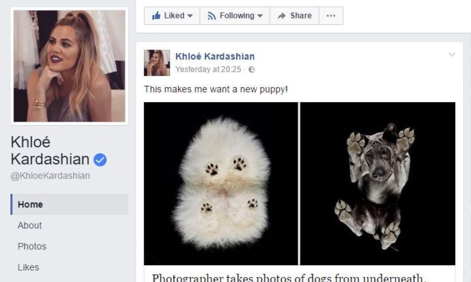 Khloe Kardashian įrašas „Facebook“