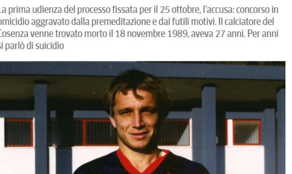„Corriere della Sera“ rašo, kad Donato Bergamini galėjo būti nužudytas.