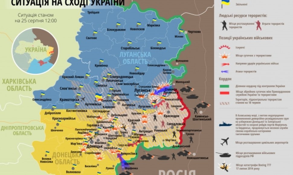 Situacija rytų Ukrainoje rugpjūčio 25 d.
