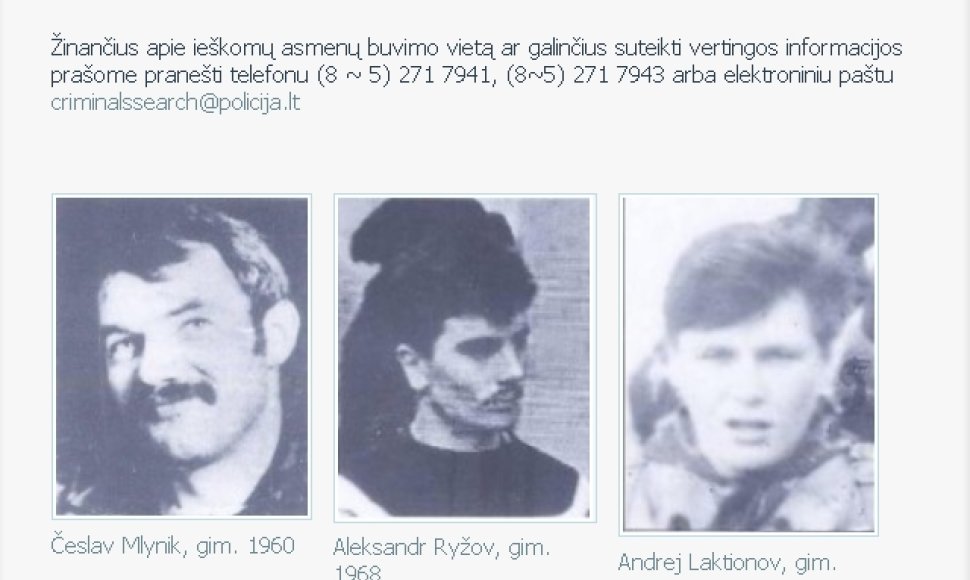 Įtariamieji Medininkų byloje Česlavas Mlinykas, Aleksandras Ryžovas ir Andrejus Laktionovas