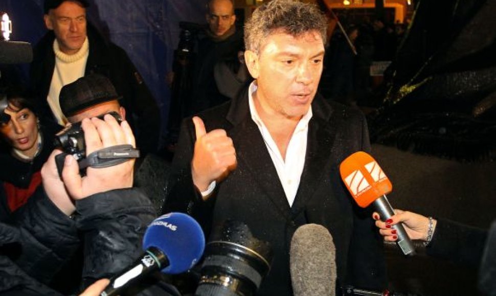 Mitingas Maskvoje, opozicijos lyderis Borisas Nemcovas