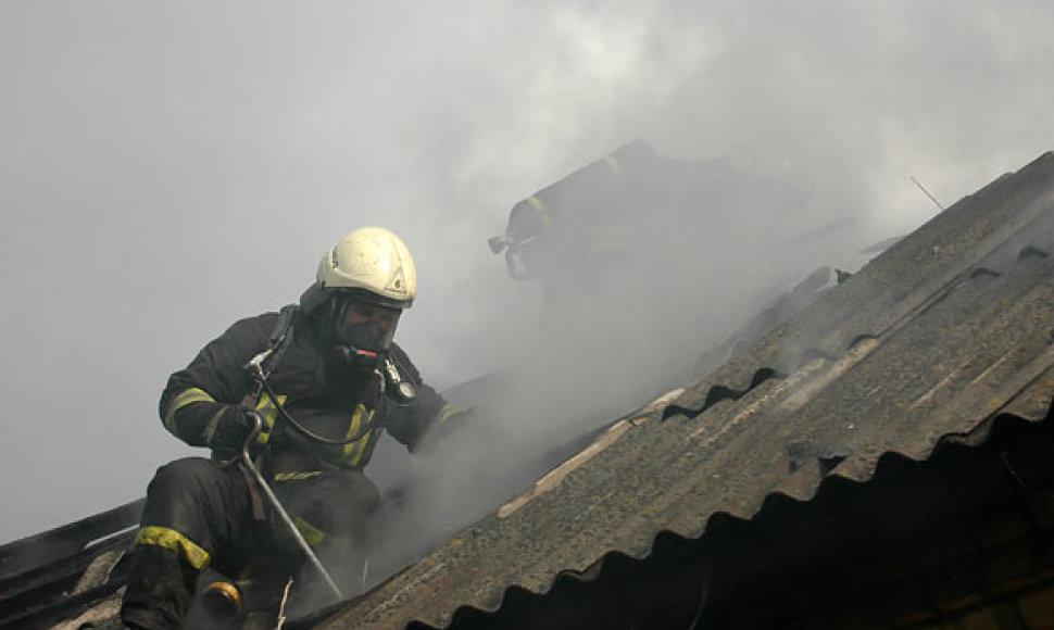 Ugniagesys ant stogo