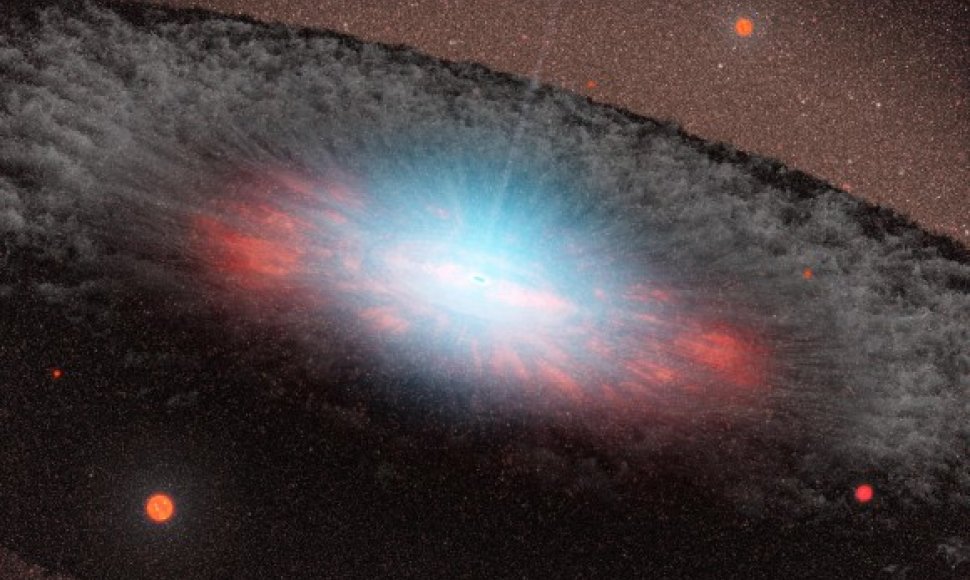Supermasyvi juodoji bedugnė galaktikos centre dailininko požiūriu 