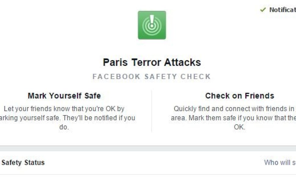 „Facebook“ karšta žinia: patvirtinkite, kad jūs Paryžiuje saugūs