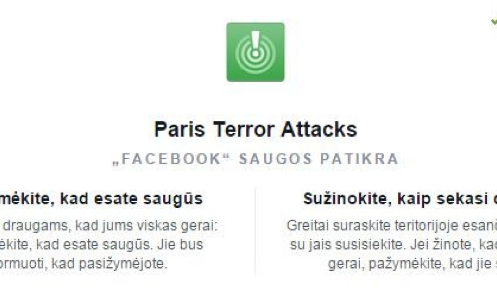 „Facebook“ saugos patikra po išpuolių Paryžiuje