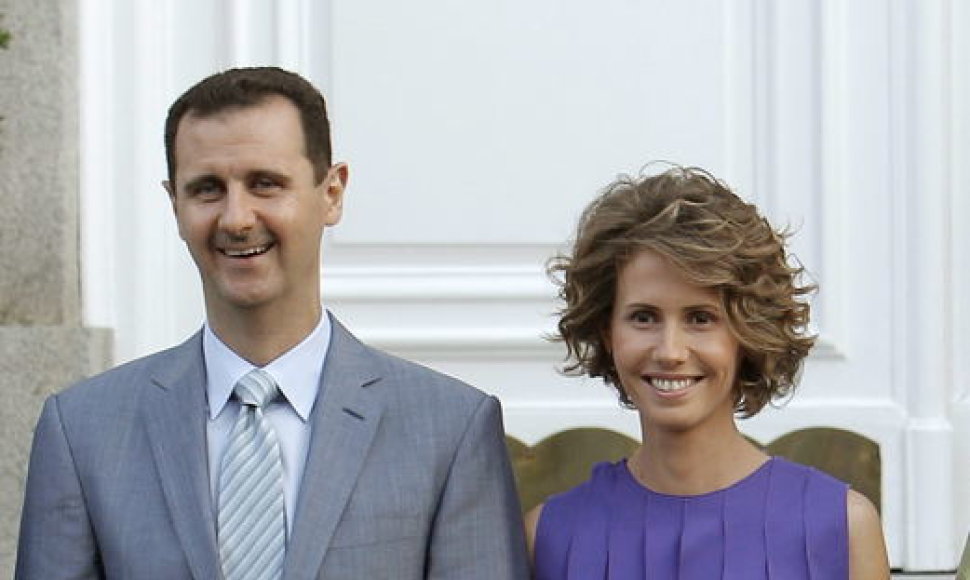 Sirijos prezidentas Basharas al Asadas su žmona Asma