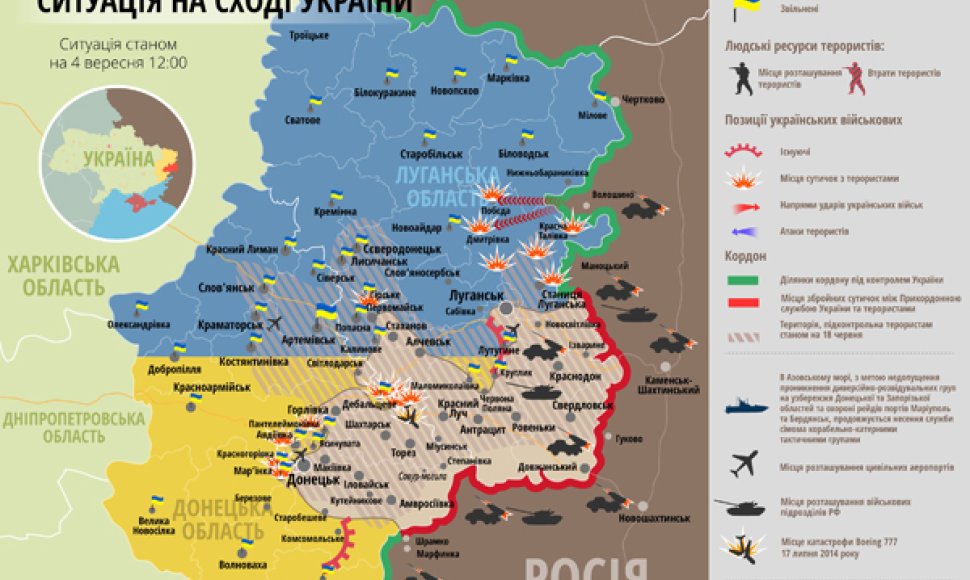 Situacija rytų Ukrainoje rugsėjo 4 d.