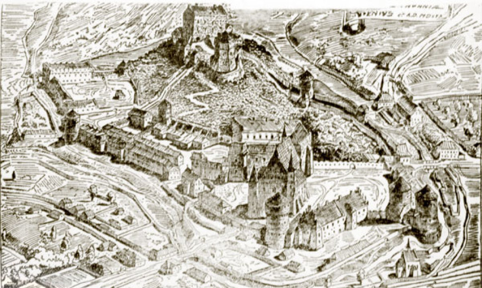Vilniaus pilių kompleksas pagal Moreliovskį apie 1530 metus