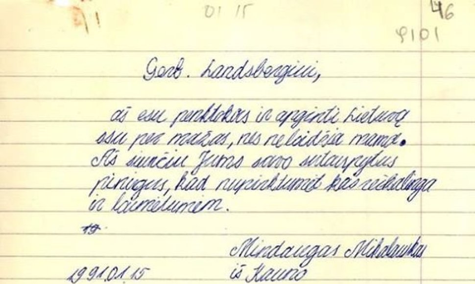 Mindaugo M. laiškas Vytautui Landsbergiui