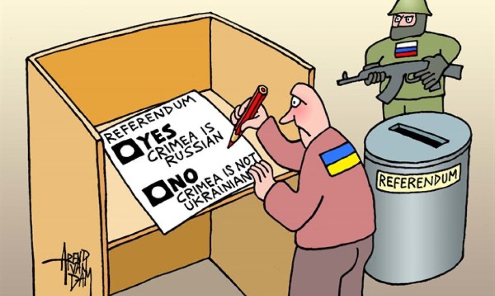 Neteisėtas referendumas dėl Krymo: pasaulio karikatūristai juokiasi