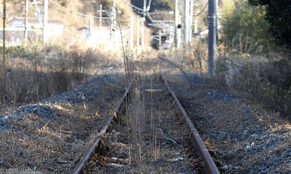 Geležinkelio bėgiai Futabos mieste