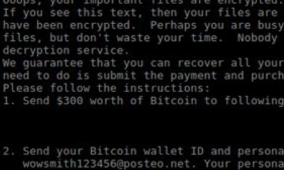 „Petya“ duomenis užšifruoja taip, kad net kompiuteris neužsikrauna