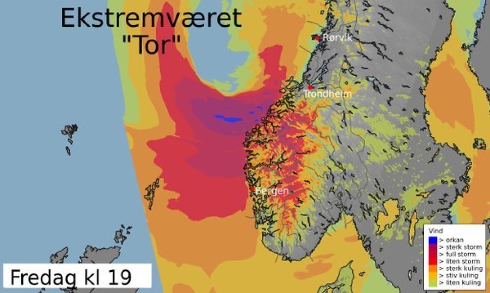 Prie Norvegijos artinasi audra Toras