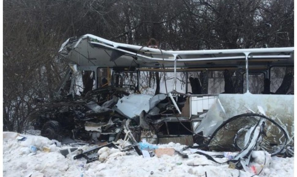 Autobusas, kuriuo važiavo Ukrainos kariai