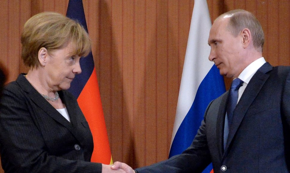 Vokietijos kanclere Angela Merkel ir Rusijos prezidentas Vladimiras Putinas