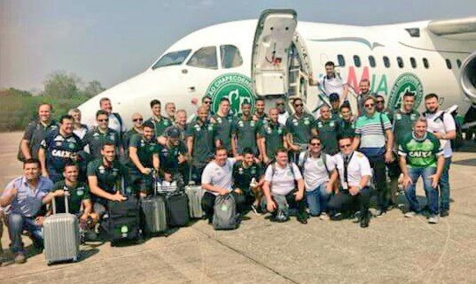 „Chapecoense“ komandos nuotrauka prieš skrydį