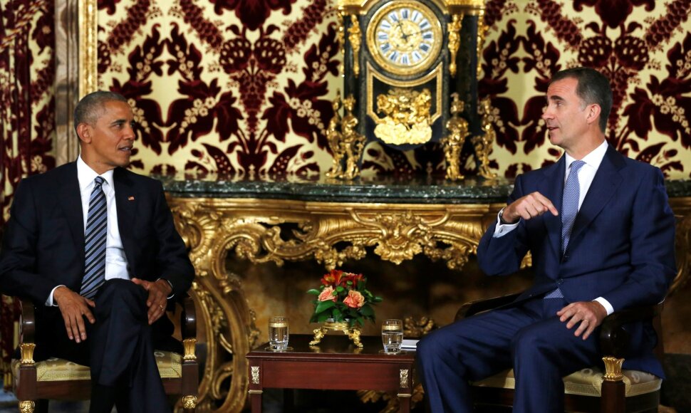 JAV prezidentas Barackas Obama ir Ispanijos karalius Felipe VI