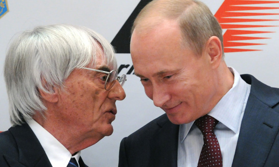 „Formulės-1“ teisių valdytojas B. Ecclestone'as ir Vladimiras Putinas
