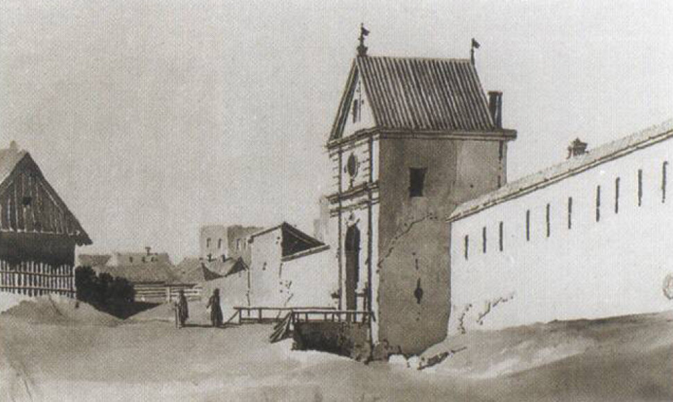 P.Smuglevičiaus piešinyje - Trakų vartai