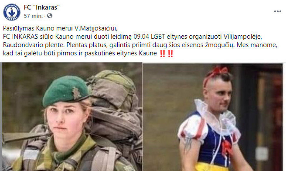 Kauno „Inkaro“ futbolo klubas paleido homofobišką užuominą.
