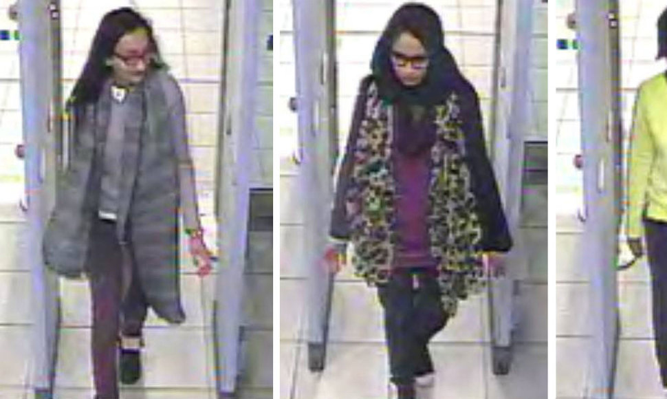 Trys merginos, iš Londono išvykusios į Siriją