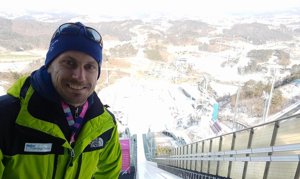 Justinas Kinderis darbavosi Pjongčange per pasirengimo olimpinėms žaidynėms varžybas.
