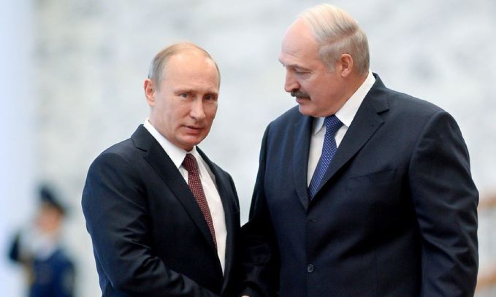 Rusijos prezidentas Vladimiras Putinas ir Baltarusijos prezidentas Aliaksandras Lukašenka