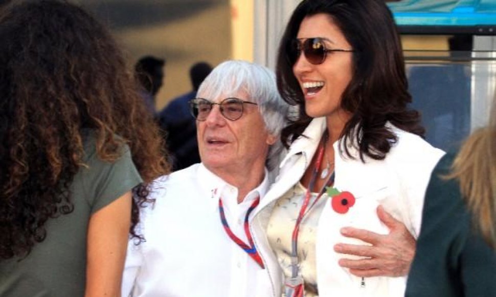 Bernie Ecclestone'as ir jo naujoji žmona Fabiana Flosi