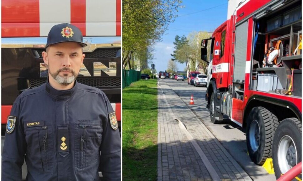 Kėdainių prie&scaron;gaisrinės gelbėjimo tarnybos vir&scaron;ininkas Andrius Eidimtas