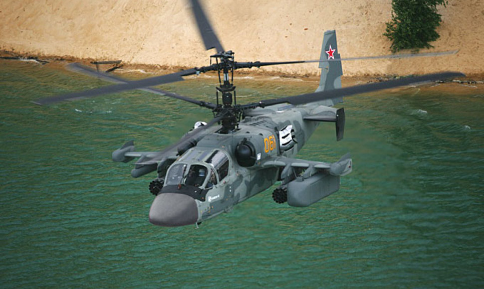 Rusijos kariuomenėje naudojamas sraigtasparnis „Ka-52“