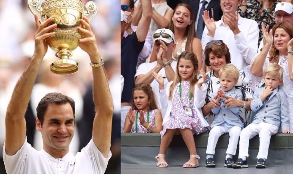 Rogerio Federerio šeimyna džiaugėsi triumfu Vimbldone 2017 metais