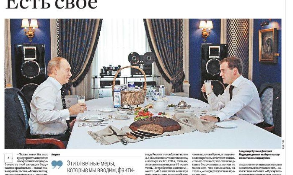 V.Putinas ir D.Medvedevas mėgaujasi lietuviška duona