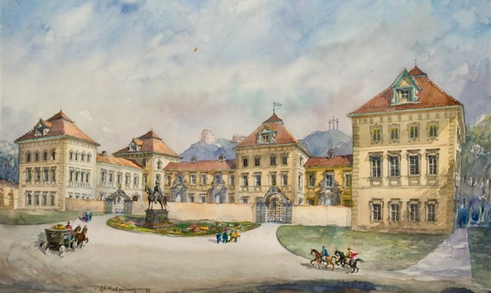 Taip XVII a. Vilniuje turėjo atrodyti Radvilų rūmai. Dailininkas V.Gabriūnas