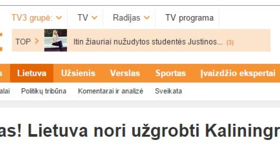 Tv3.lt portale programišių paskelbta žinutė