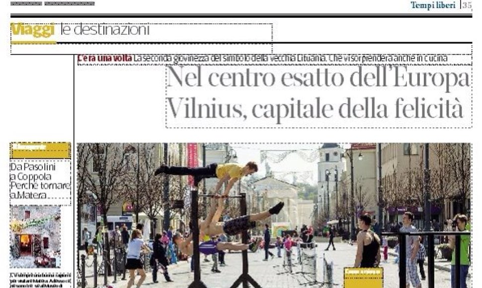 Dienraštyje „Corriere della Sera“ penktadienį išspausdintas straipsnis apie Vilnių